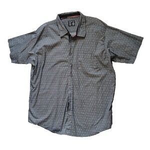 Mens Gray Waimea Button Up 3XL  All Over Print Collared Short Sleeve 100% Cotton